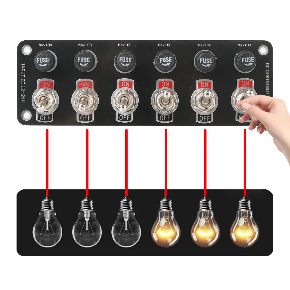 6 Gang Switch Panel w/ Fuses